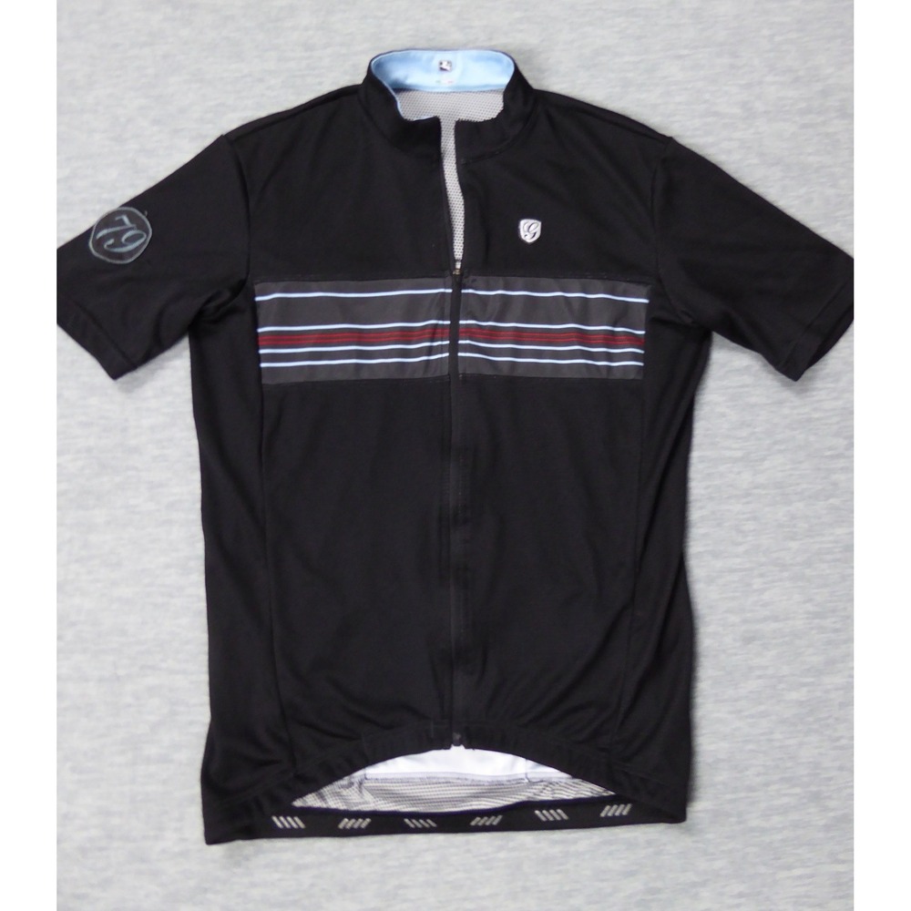 Giordana Sport Mens Small Black Striped Full Zip Cycling Jersey Made in Italy